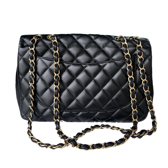 Sold Chanel Timeless/ Classic Flap Jumbo/Large Black with Gold Hardware