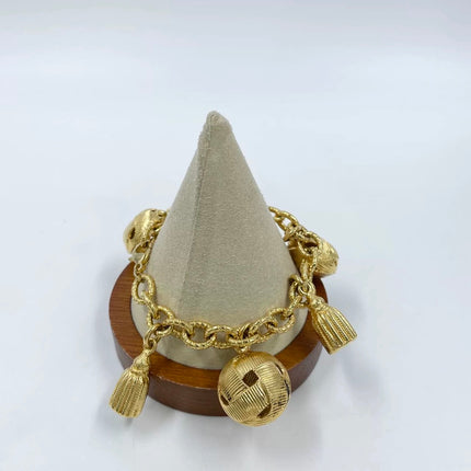 Celine 1990s Vintage Gold-tone Link Charms Bracelet