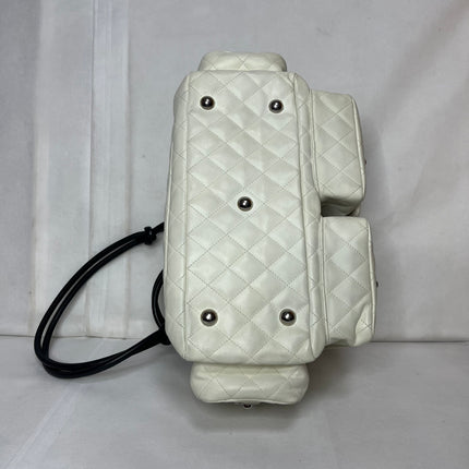 Chanel Cambon Multi-pocket Ligne Reporter Bag Large White Calfskin Leather