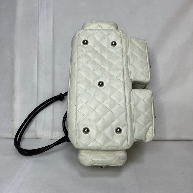 Chanel Cambon Multi-pocket Ligne Reporter Bag Large White Calfskin Leather