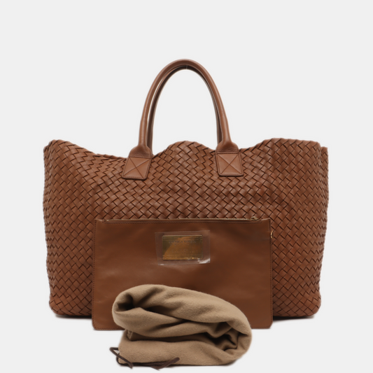 Bottega Veneta Cabat Large Intreccio Leather Tote Bag Milk Chocolate Brown 43cm-Luxbags