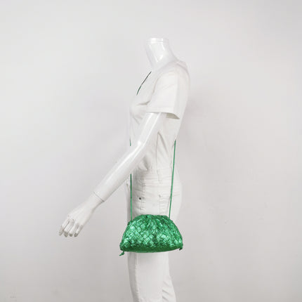 Bottega Veneta Pouch Mini Metallic Green Intrecciato Leather