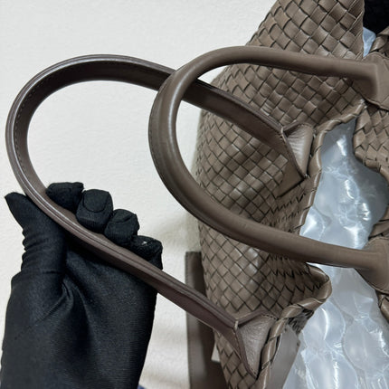 Sold Bottega Veneta Cabat Large Intreccio Leather Tote Bag Grey 40-43cm