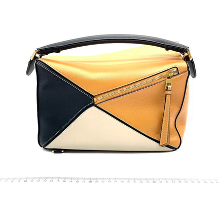 Loewe Puzzle Medium Tricolor Black Yellow Calfskin leather bag