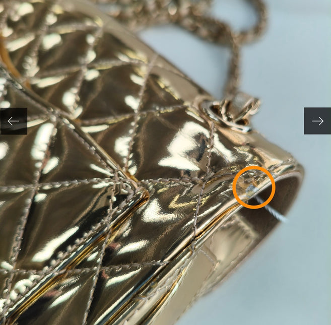 Chanel Classic Flap Mini Square Star Purse Gold Patent Calfskin Leather Mirror Glaze