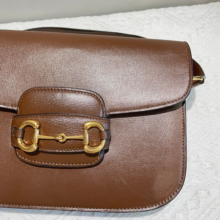 Gucci 1955 Horsebit Shoulder Bag Caramel Brown Small Leather