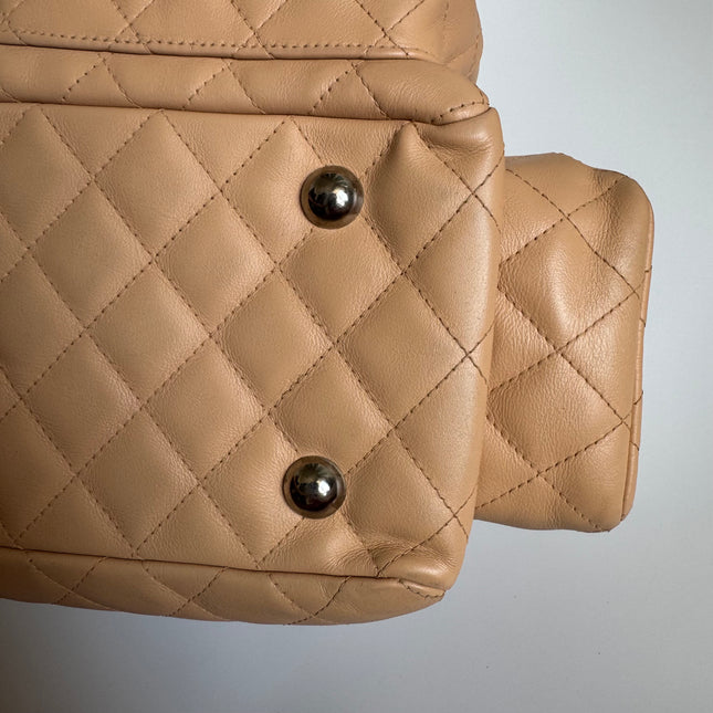 Chanel Cambon Multi-pocket Ligne Reporter Bag Large Beige Calfskin Leather