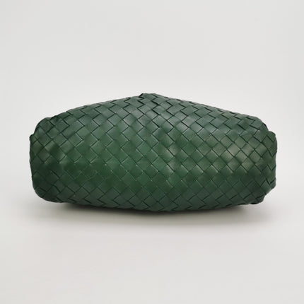 Bottega Veneta Pouch Large Intrecciato Dark Green Calfskin Leather Clutch