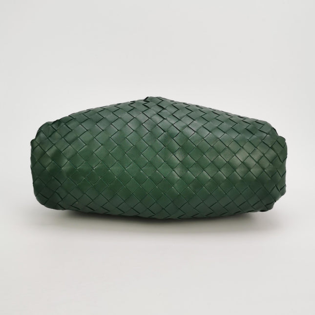 Bottega Veneta Pouch Large Intrecciato Dark Green Calfskin Leather Clutch