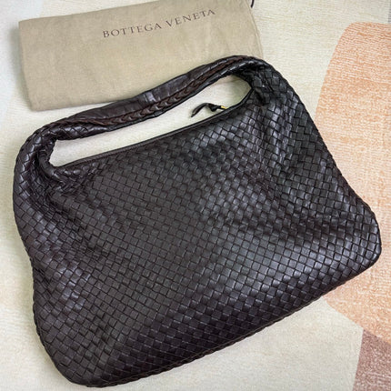 Bottega Veneta Veneta Hobo Dark Chocolate Brown Intreciatto Leather Bag Large 47cm