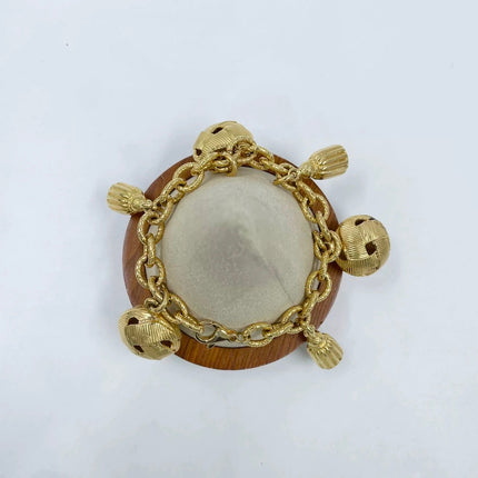 Celine 1990s Vintage Gold-tone Link Charms Bracelet