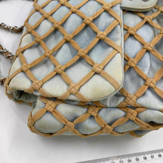 Chanel Jumbo Canebiers Net Knots Flap Blue Denim