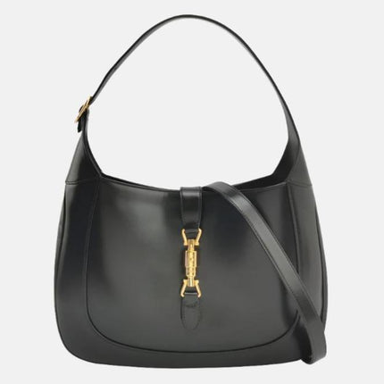 Gucci Jackie 1961 Medium Black Leather Bag with Adjustable Strap-Luxbags