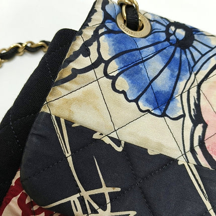 Chanel Jumbo Quilted Multicolor Patchwork Jersey Flap Bag