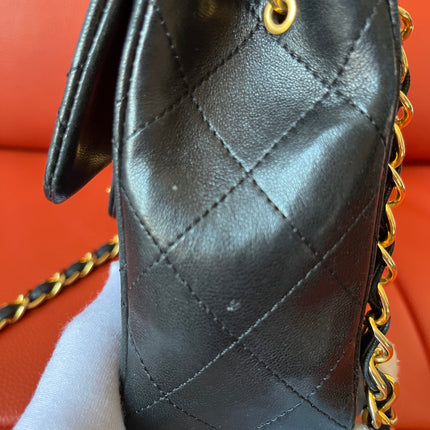 Chanel Vintage Classic Flap Mini Square Black Lambskin 24k Gold HW, 1989-1991