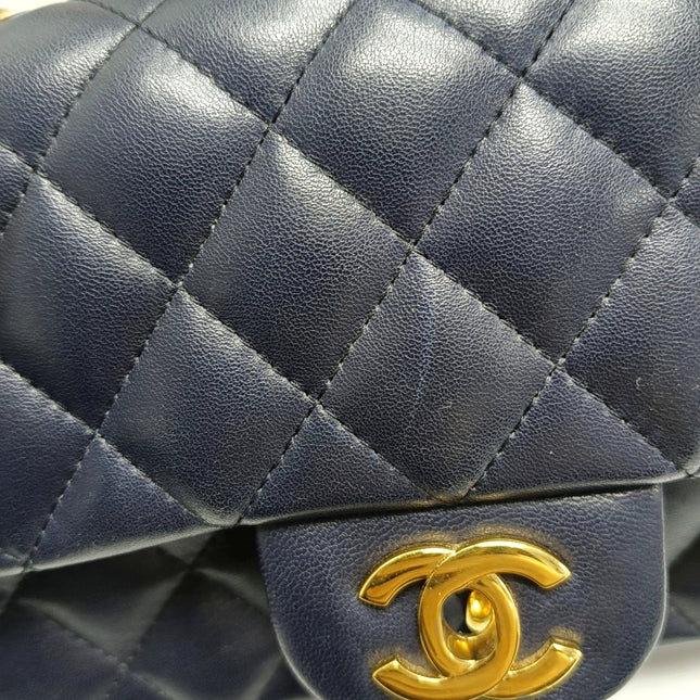 Chanel Classic Flap Rectangular Mini 2015 Navy Lambskin Gold Hardware
