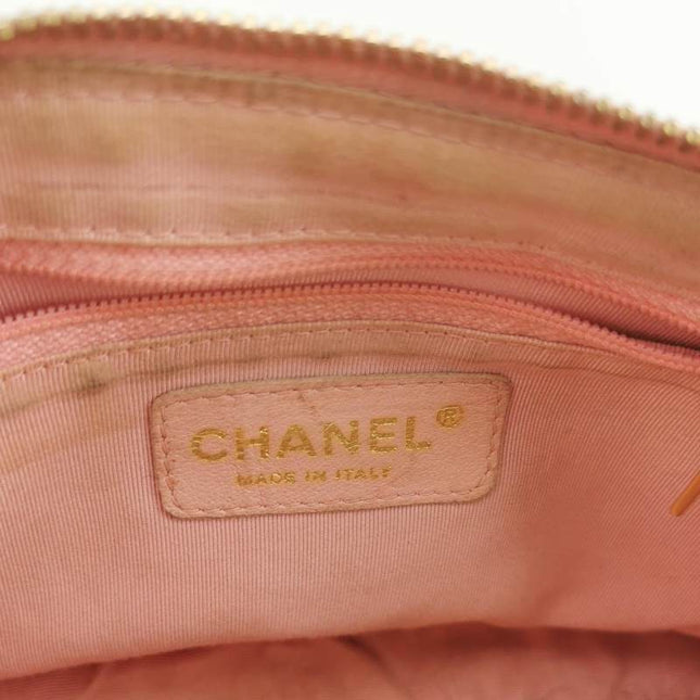 Chanel Clutch Shoulder Bag Pink Caviar Leather Gold Hardware