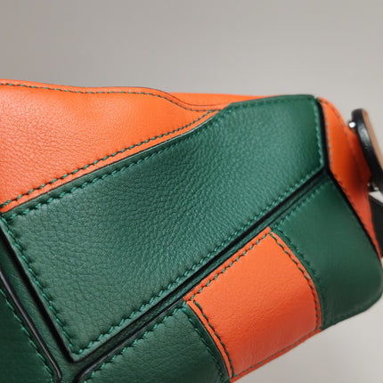 Loewe Puzzle Small Green Orange Stripes Crossbody Bag 2019