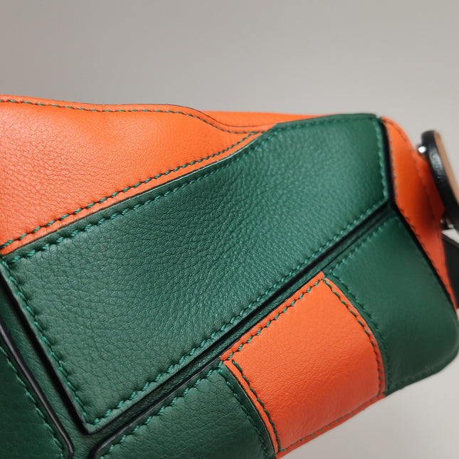 Loewe Puzzle Small Green Orange Stripes Crossbody Bag 2019