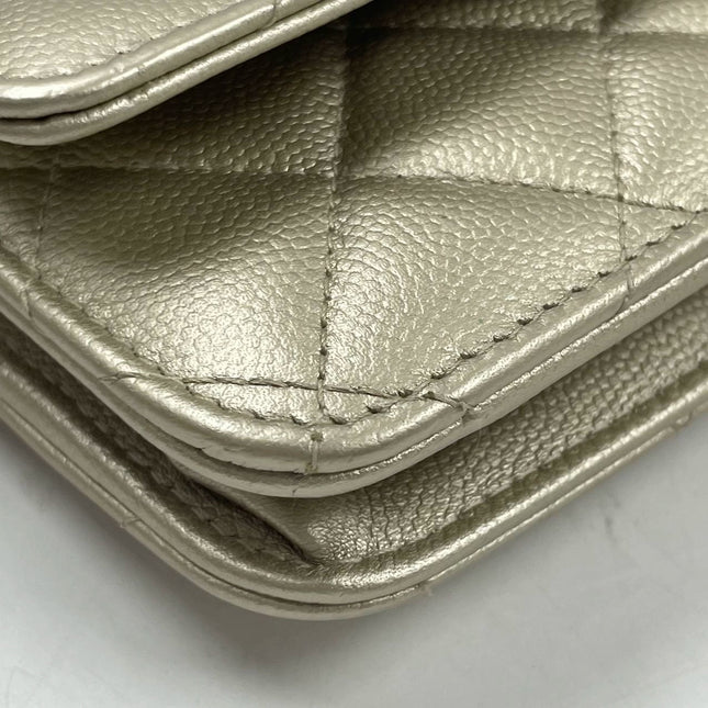 Sold Chanel Wallet On Chains WOC Timeless/ Classic Gold Caviar Leather