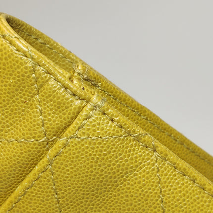 Chanel Vintage Kelly Flap Bag Yellow Caviar Leather 24k Gold Hardware 1997-1999