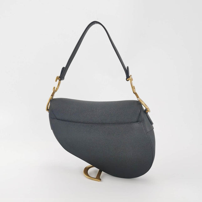 Sold Dior Saddle Black Medium Grained Leather Handbag