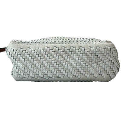 Loewe Puzzle Small Leather Woven Braided White Crossbody Bag
