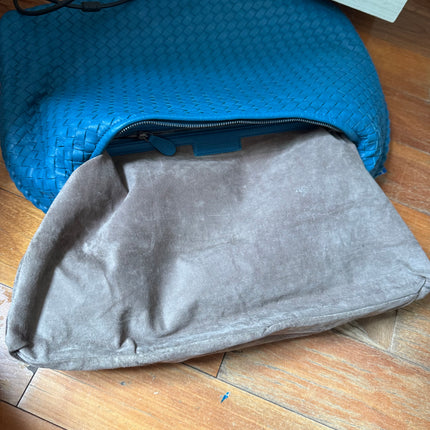 Bottega Veneta Veneta Hobo Blue Navy Intreciatto Leather Bag Large 47cm
