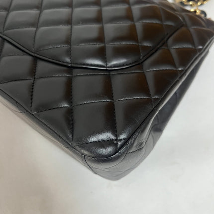 Chanel Classic Flap Maxi 2011 Black Lambskin Leather Double Flap with Gold Hardware