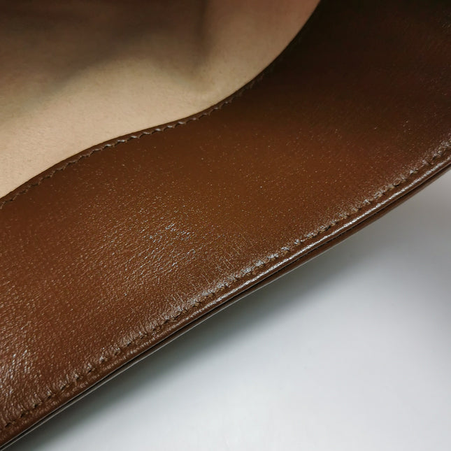 Gucci Jackie 1961 Large Brown Leather and Monogram Web with Long Strap