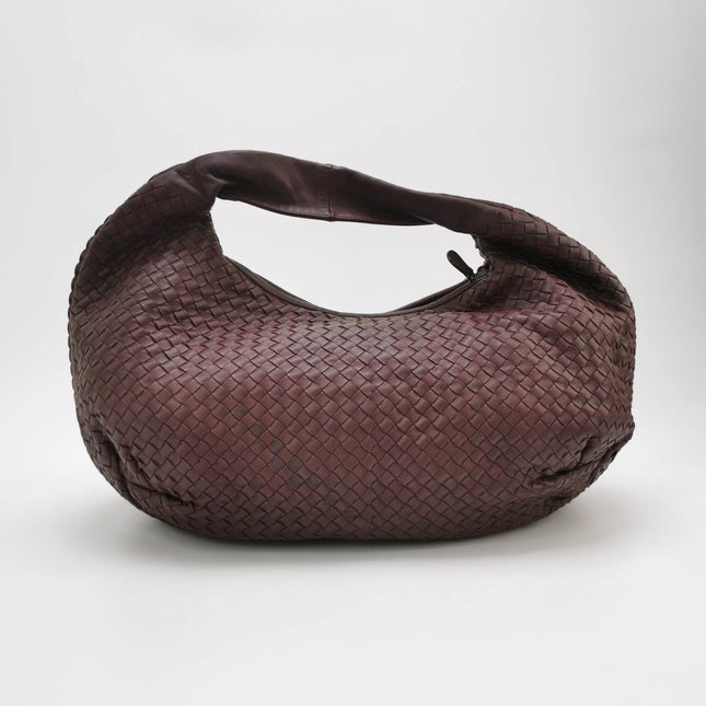 Sold Bottega Veneta Belly Hobo Intrecciato Eggplant Purple Leather Large 50cm