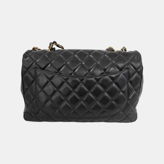 Chanel Classic Flap Jumbo Vintage Black Lambskin Leather Single Flap 24k Gold Hardware, 2008-2009