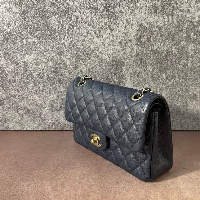 Chanel Classic Flap Small Navy Caviar Leather Gold Hardware, 2021