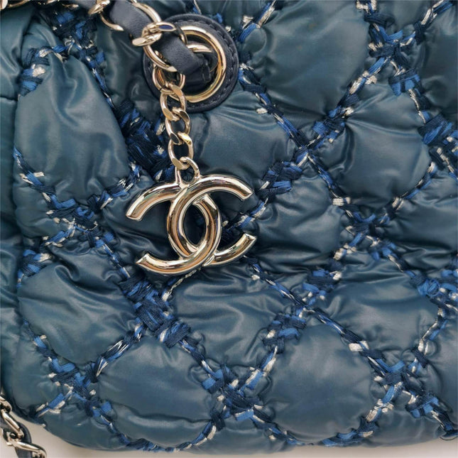 Chanel Paris-Byzance Tweed On Stitch Navy Nylon Bag