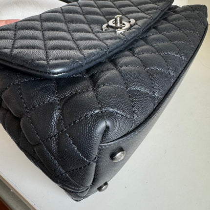 Chanel Coco Handle Medium Black Caviar Leather Silver Hardware, 2016