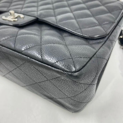Chanel Classic Flap Jumbo Black Caviar Leather Single Flap Silver Hardware 2006-08