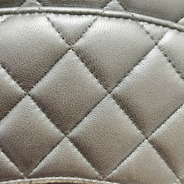 Chanel Classic Flap Mini Square Silver Lambskin Leather