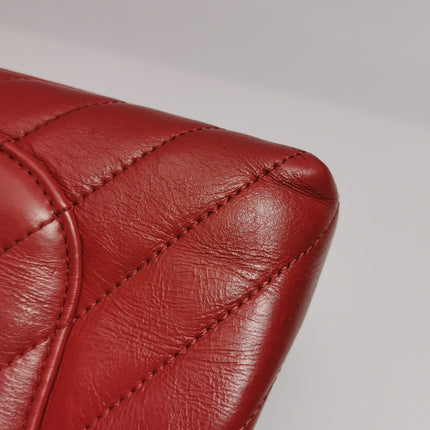Chanel Coco Handle Small Red Lambskin Leather Chevron Stitching Gold Hardware, 2017-18