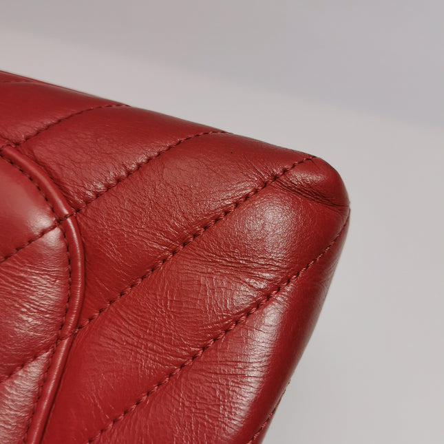 Chanel Coco Handle Small Red Lambskin Leather Chevron Stitching Gold Hardware, 2017-18
