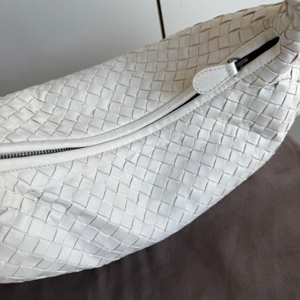 Bottega Veneta Veneta Hobo Intrecciato White Nappa Leather Medium 40cm
