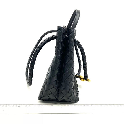 Bottega Veneta Andiamo Medium Black Intrecciato Leather Handbag