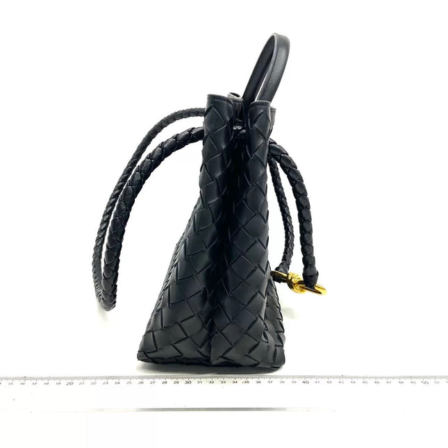 Bottega Veneta Andiamo Medium Black Intrecciato Leather Handbag