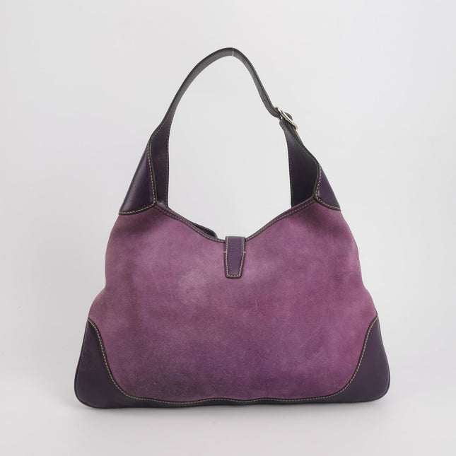 Gucci Jackie Vintage Large Purple Suede Leather Ringlets Decoration