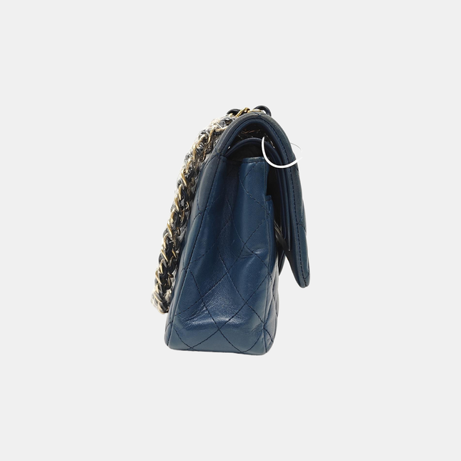 Chanel Classic Flap Medium Navy Lambskin Leather Gold Hardware 2017