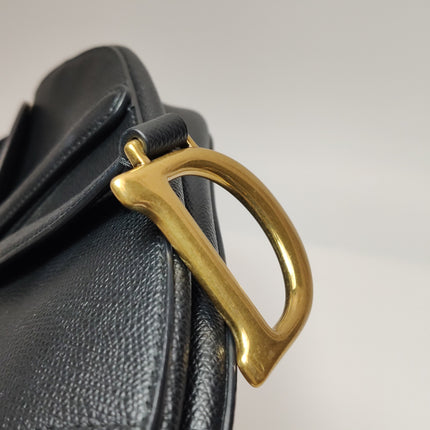 Dior Saddle 2019 Medium Grained Calfskin Leather Bag Black