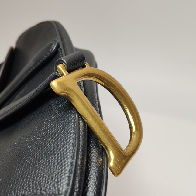 Dior Saddle 2019 Medium Grained Calfskin Leather Bag Black