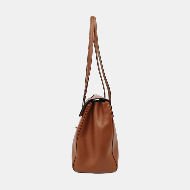 Celine Soft 16 Bag Medium Caramel Natural Tan Smooth Satin Calfskin Leather
