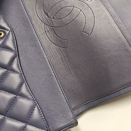 Chanel Classic Flap Maxi Ash Navy Lambskin Leather Double Flap Silver Hardware 2011