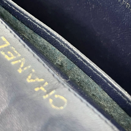 Chanel Vintage Classic Flap Mini Navy Lambskin Mega CC Logo 24k Gold HW, 1989-1991