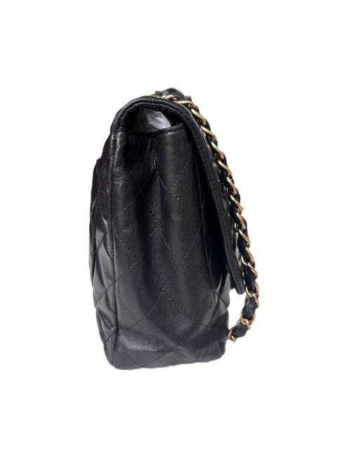 Sold Chanel Classic Flap Jumbo Vintage Black Lambskin Leather with 24k Gold Hardware